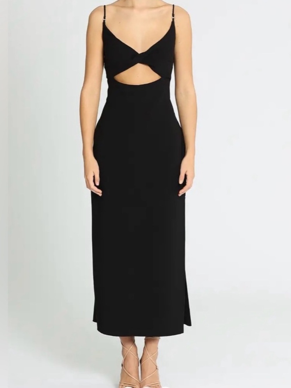 Bec & Bridge Ivy Midi Dress Women Size 2 Black Excellent Cutout Slit